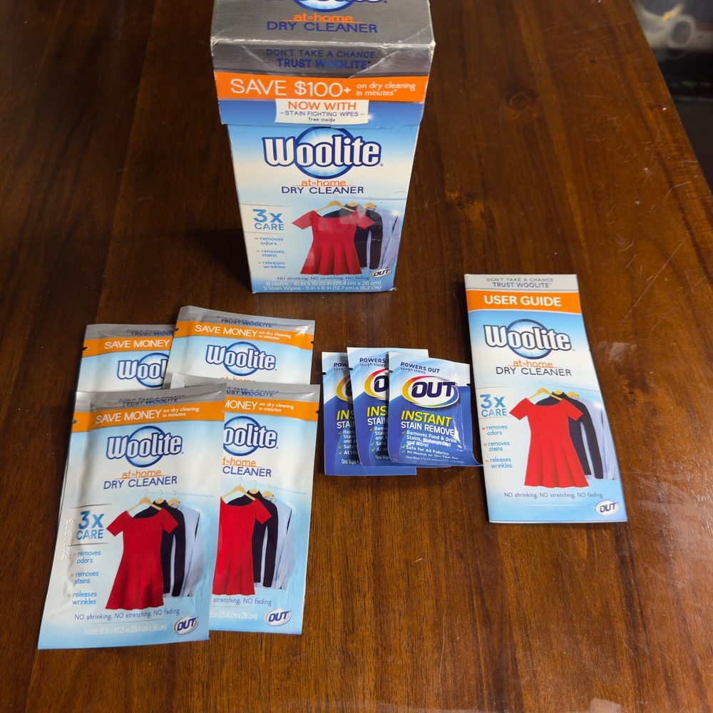 Woolite At-Home Dry Cleaner 3X Care Kit with OUT Instant Stain Remover Wipes